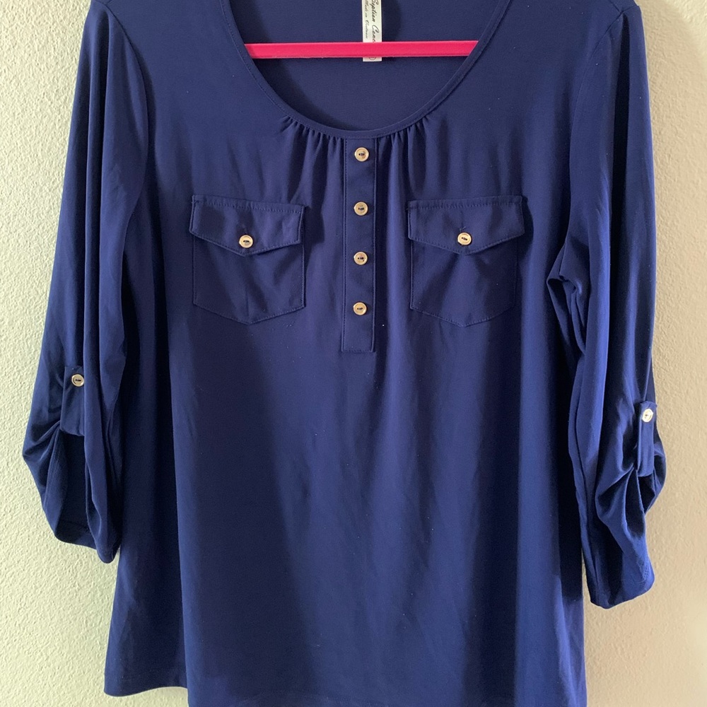 Blue button blouse